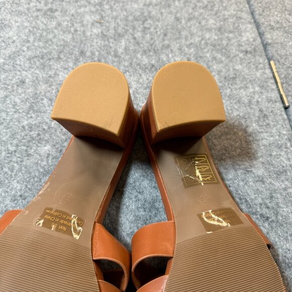 J. Adams Nori Womens US 8.5 Sandals Brown Faux Leather Slip On Block Heel Mules - Picture 5 of 6